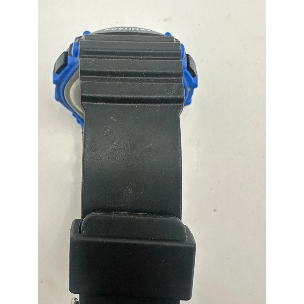 Armitron Mens Pro Sport Watch 45/7101 Blue Bezel Black‎ Resin Band Easy Read X